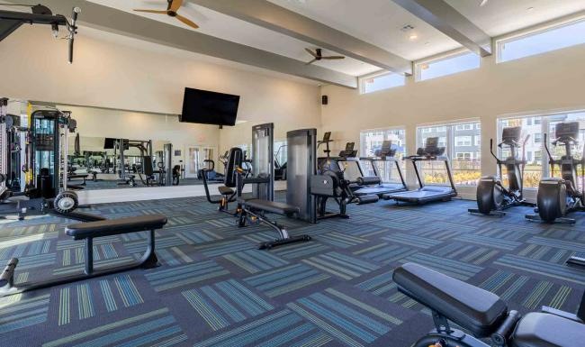 a gym with exercise equipment